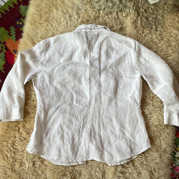 100% linen embroidered button down blouse large - Picture 9 of 11